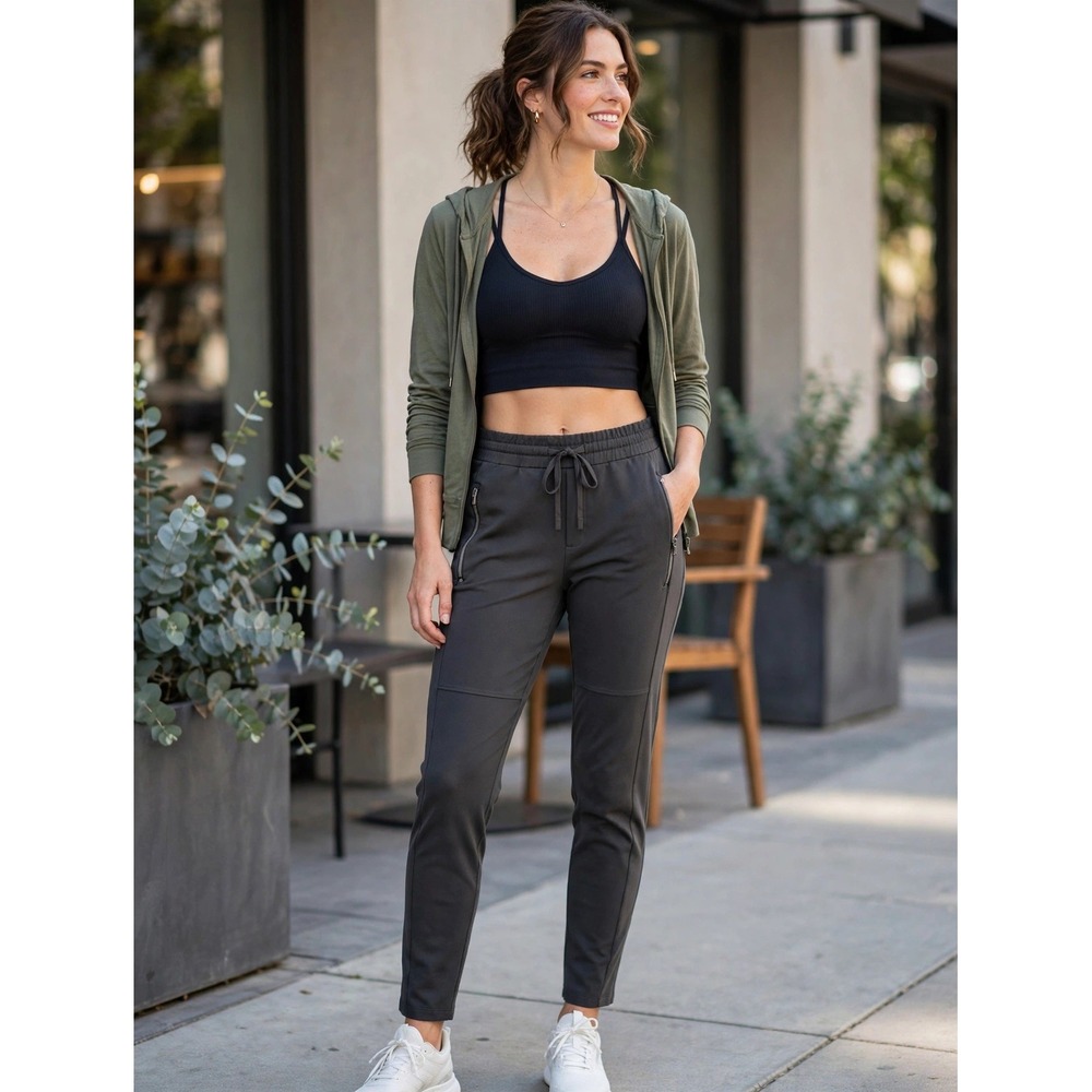 Athleta Headlands Hybrid Trek Tapered Jogger Pants Gray S 383900-01